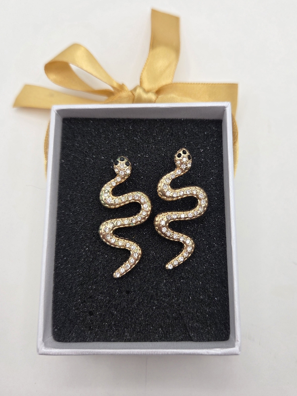 Gold Crystal Snake Drop Earrings - Women Jewelry